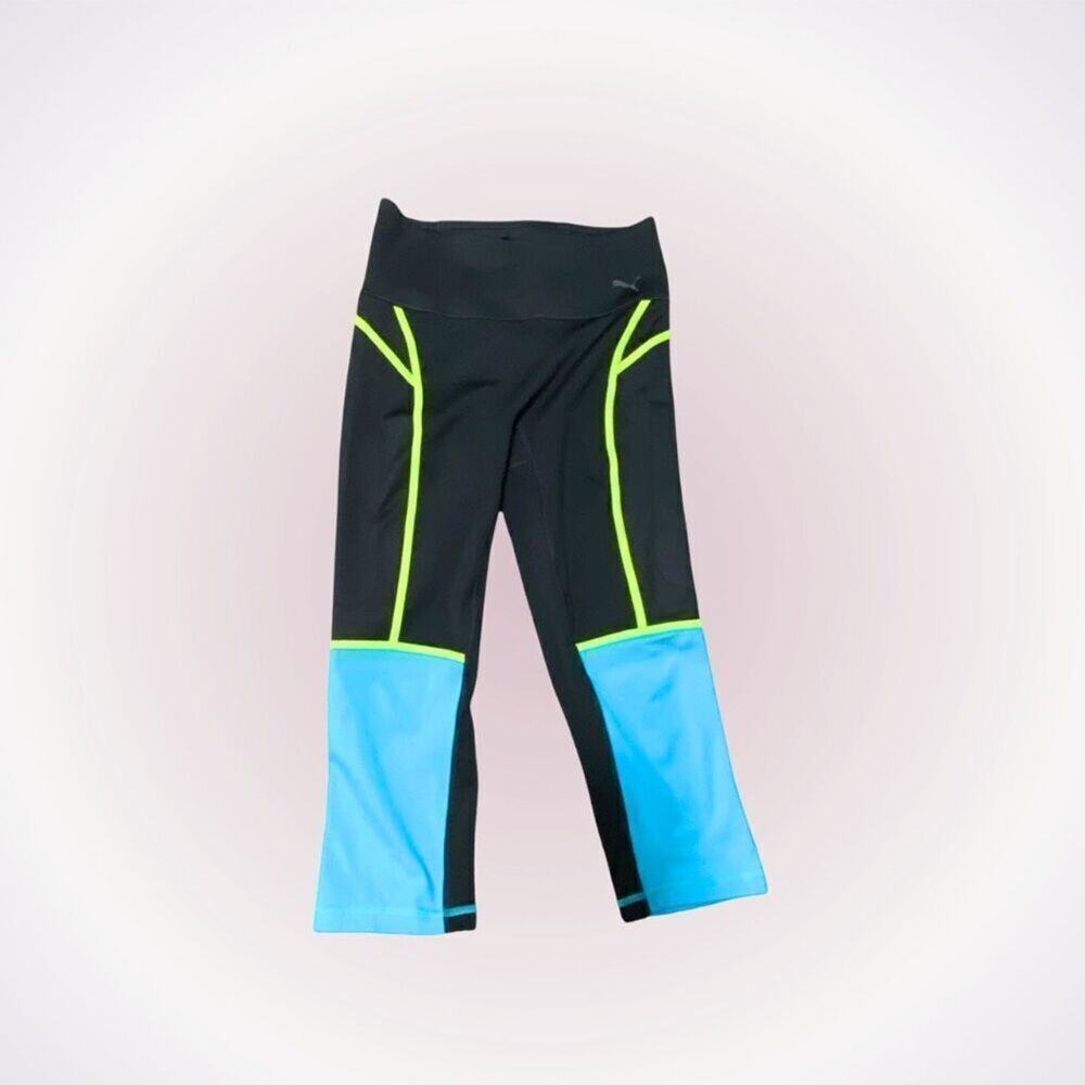 Puma black, blue, and yellow capri pants | Sz S (NO SIZE TAG)